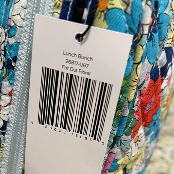 VERA BRADLEY Essential Large Backpack Far Out Floral + Lunch Bag School Blue - Picture 3 of 8